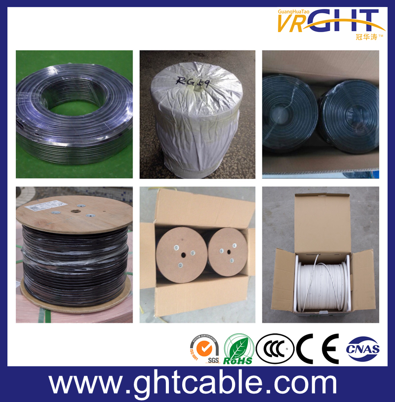 0.9mmccs, 4.8mmfpe, 64*0.12mmalmg, Od: 6.8mm Black PVC Coaxial Cable Rg59