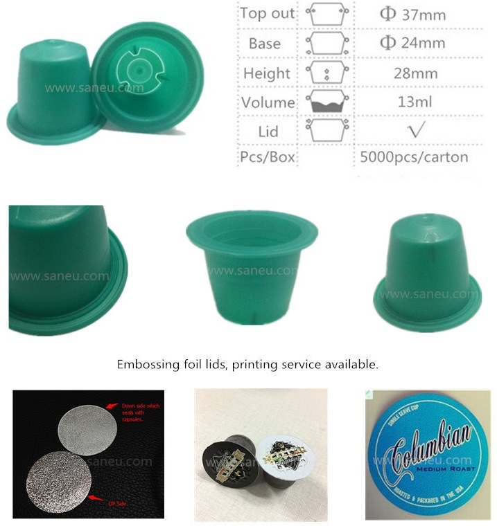 Empty Coffee Capsule Plastic Nespresso Coffee Packing Cup