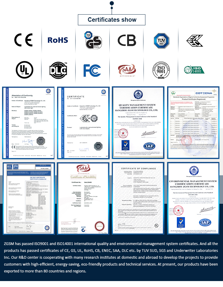 60W to 200W Ce RoHS TUV Dlc LED Street Lights