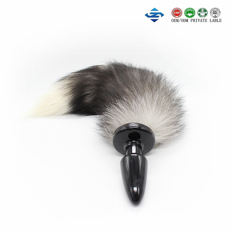 Real Hair Oversized Fox Tail Rear Anal Plug Apparatus