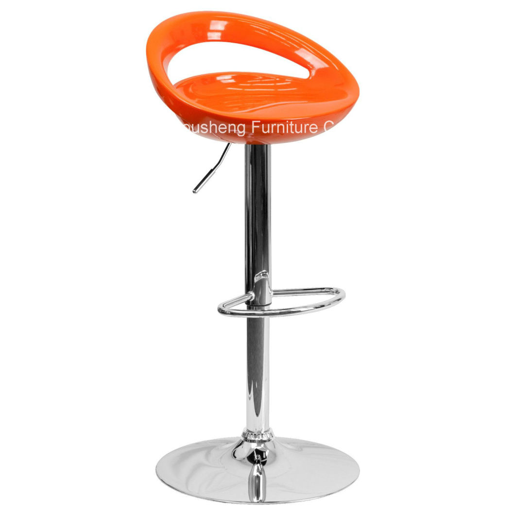 Flash Furniture Contemporary Orange Plastic Adjustable Height Barstool with Chrome Base Zs-106