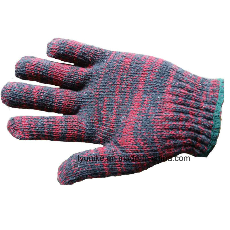 Grey-White/Red-White/Red-Black Mixture Color Cotton Knitted Gloves