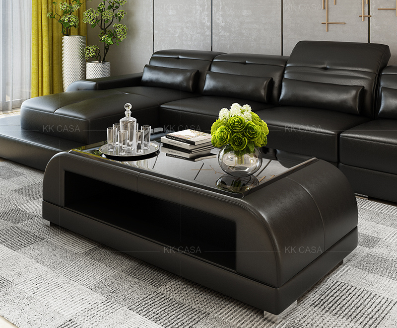 China Products Suppliers Modern Black Glass Good Price Square Coffee Table