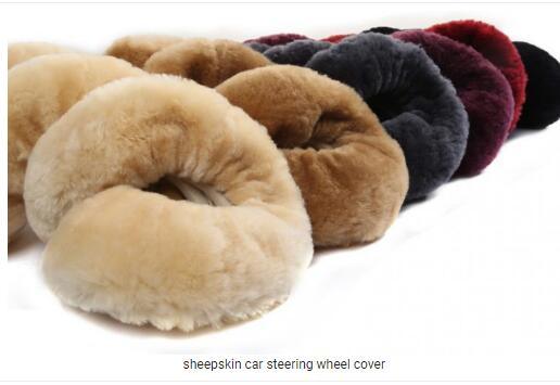 Genuine Australian Sheepskin Car Steering Cover in Short Wool for Men