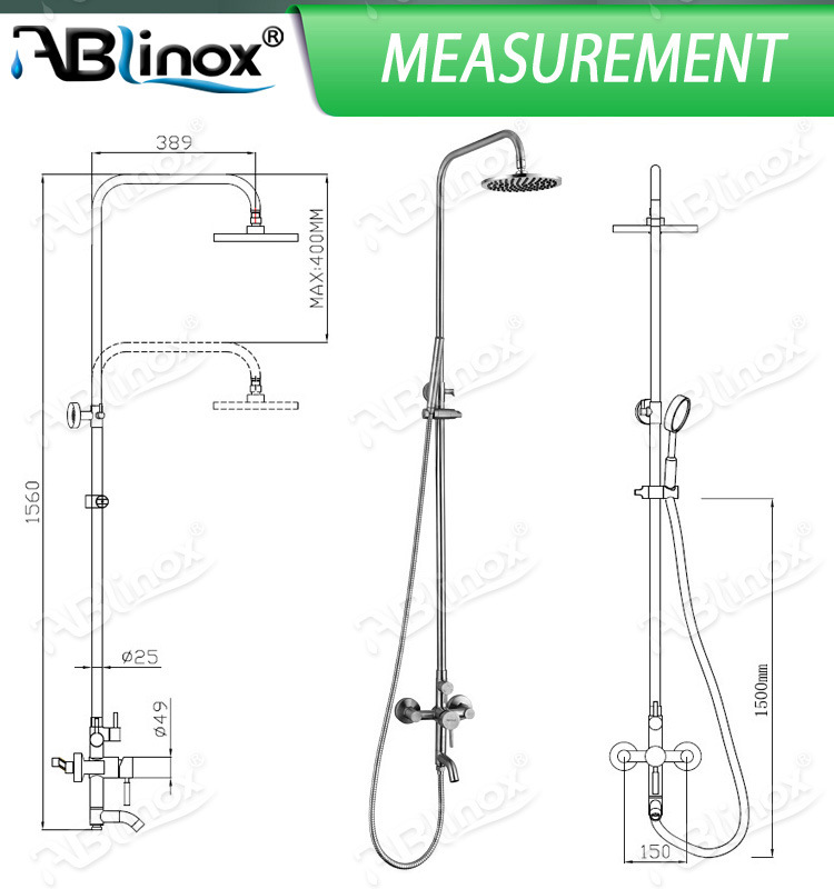 Top Quality Ablinox Stainless Steel Thermostatic Shower Faucet