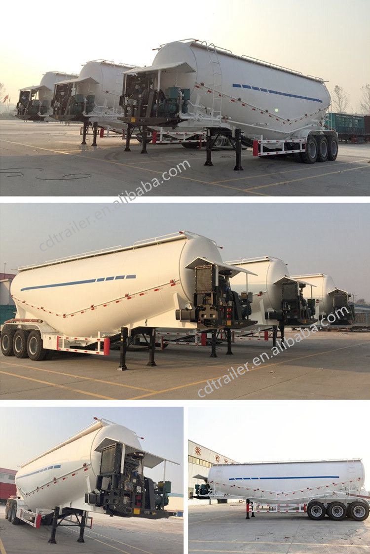 China 3 Axles Bulk Powder Semi-Trailer/ 45m3 Cement Bulk Trailer
