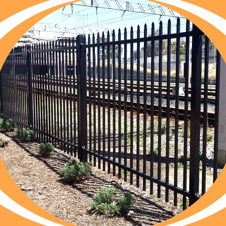 Black Powder Coated Security Steel Fence