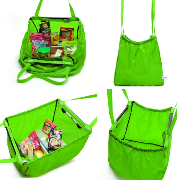 Reusable 420d Oxford Nylon Foldable Shopping Cart Bag for Suppermarket Trolly