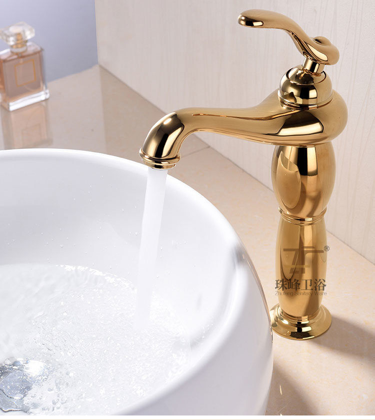 Single Handle Luxury Gold Brass Magic Lamp Basin Mixer (Zf-M27)