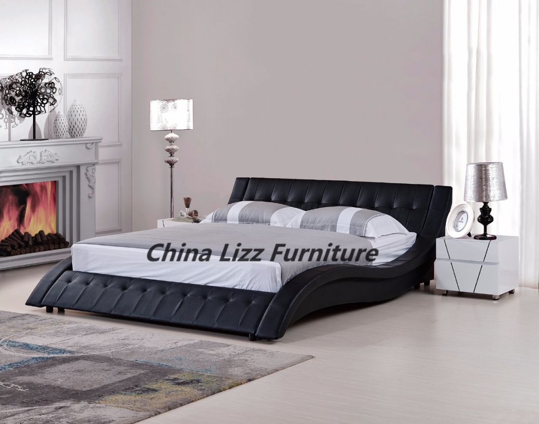 New Design Bedroom Furniture Leather Double Bed