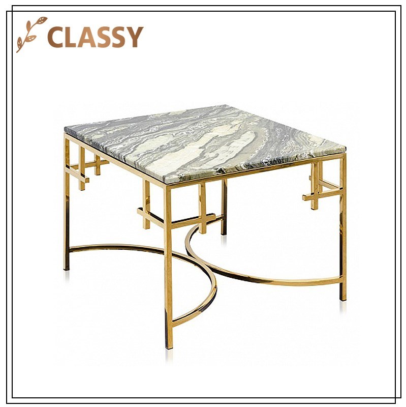 Top Marble Gold Stainless Steel Frame Dining Table