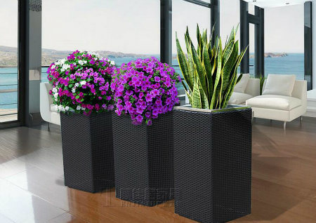 Square PE Rattan Flower Pot Rack Rattan Furniture