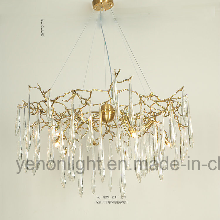 Luxury Branch Water Drops G9 Chandelier Design Copper Chandelier Lighting