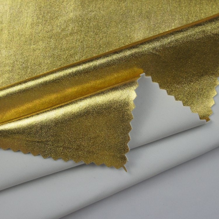 Spandex Elastane Polyamides Glitter Gold Shiny Printed Fabric