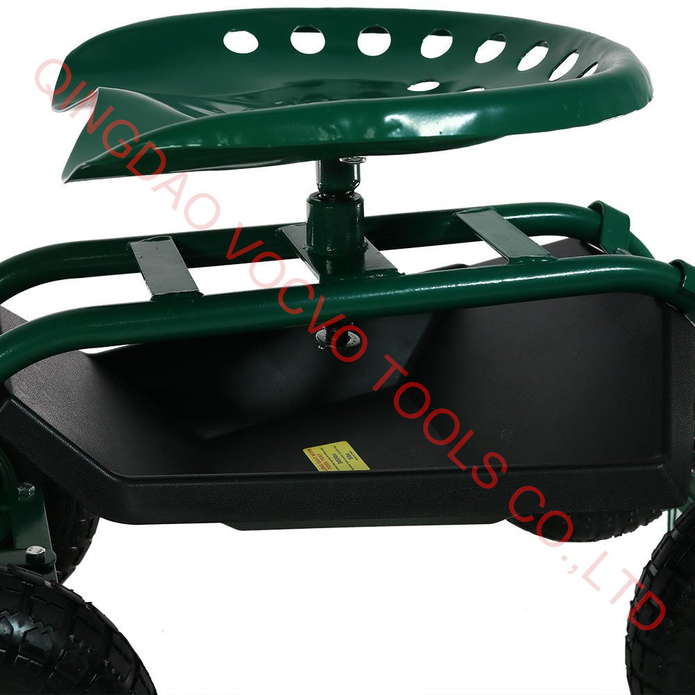 Sunnydaze Rolling Garden Cart Wheelbarrow with Steering Handle