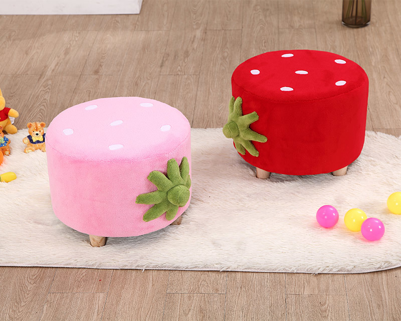 Coral Velvet Upholstered Foot Stool Ottoman