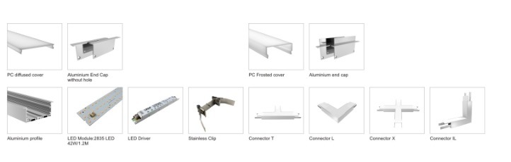 Alp7575-R 95mm*75mm Plaster/Cove High Quality Aluminium Extrusion LED Profile for LED Office Ceiling or Other High-End Lighting Projects