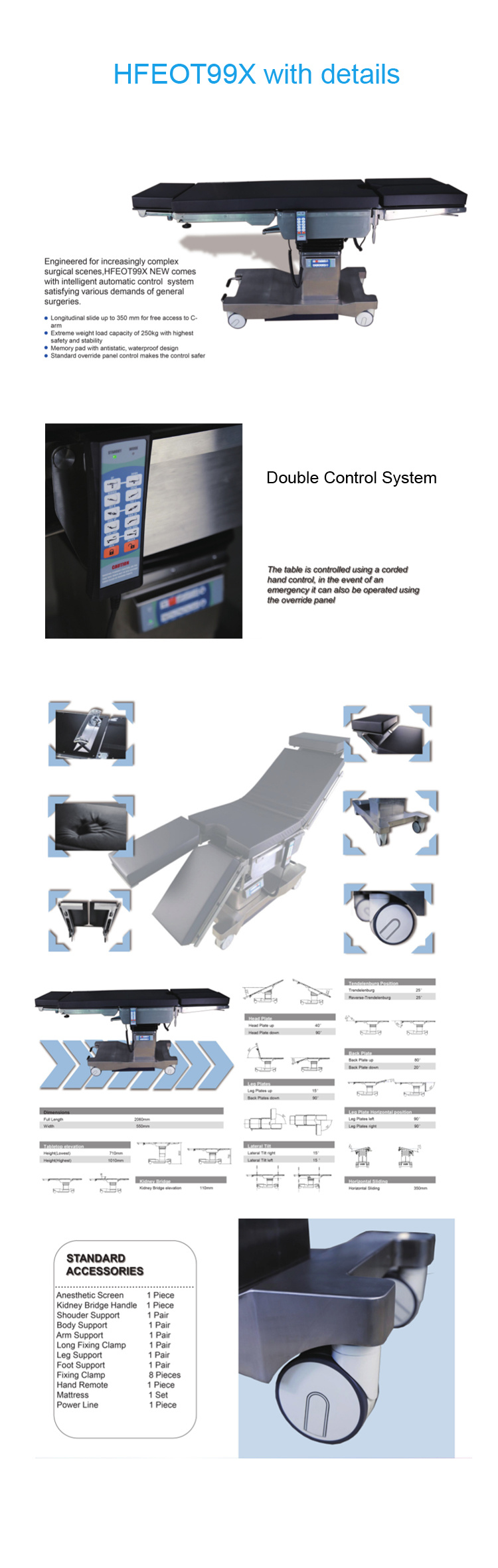 Operating Theatre Surgical Bed Electric Operating Table (HFEOT99X)