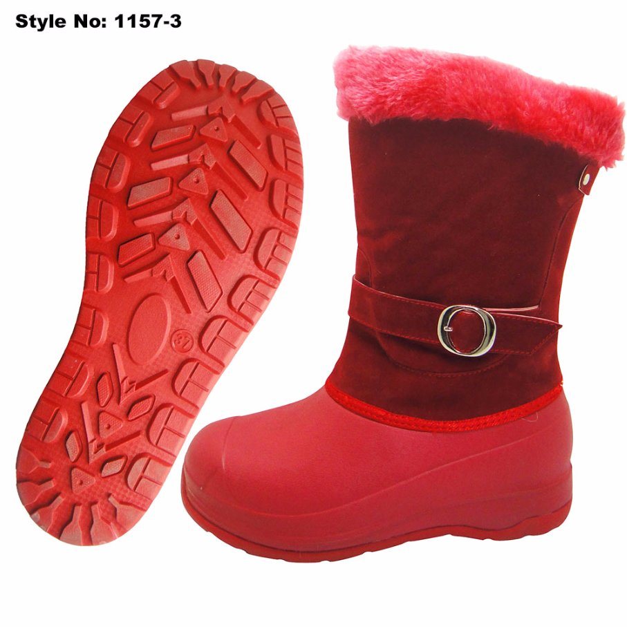 Red MID-Calf EVA Women Winter Snow Boot with Fur