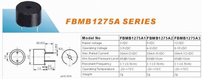 12V Piezo Buzzer Buzzer with Pin Electronic Buzzer