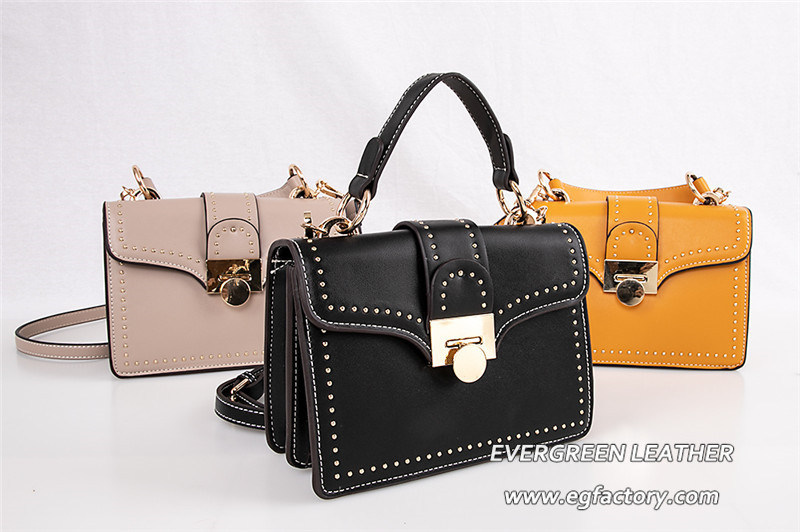 Designer Studded Lady Bag Women Genuine Leather Handbag Wholesale Sh508