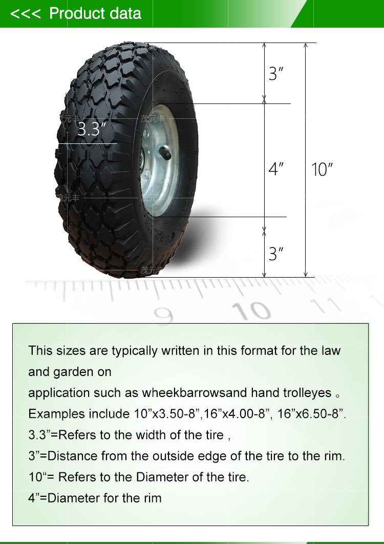 3.50-4 Pneumatic Wheels with Metal Rims for Hand Trucks and Tool Carts