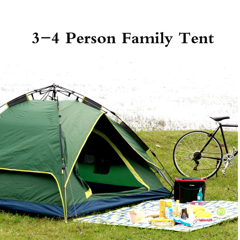 Anti-UV Waterproof Windproof 3-4 Person Large Space Family Camping Tent