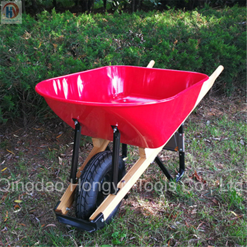 American Market Plastic Tray Wood Handle Wheelbarrow