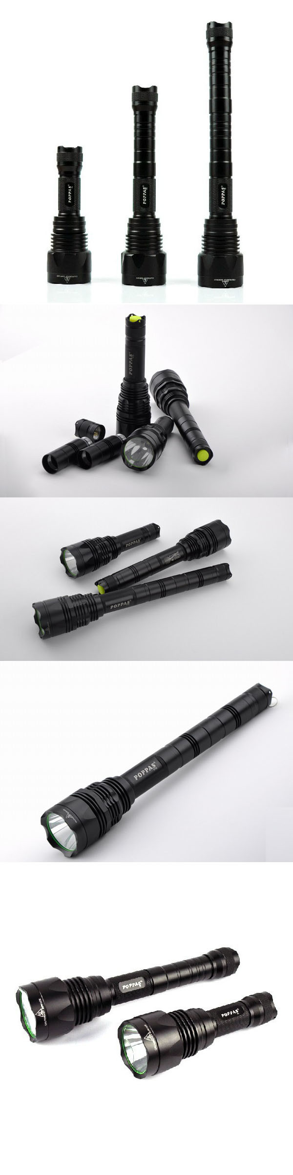 Waterproof Ipx7 CREE T6 Brightest Aluminum Tactical LED Flashlight (POPPAS-F9)
