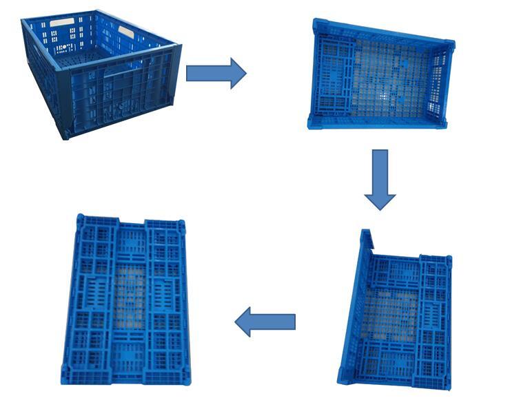 Foldable and Collapsible Mesh Plastic Crates for Fruit and Vegetables