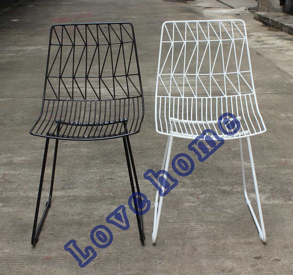 Modern Classic Restaurant Metal Dining Bend Side Wire Chair