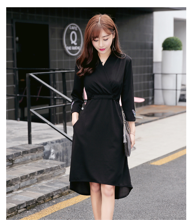 New Slim Irregular Solid Color Pane Lwomen Dress