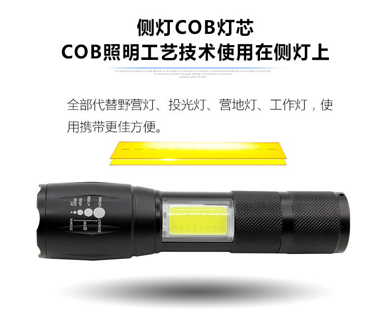 COB Aluminum Alloy Light Flashlight Mini Zoom LED Flashlight Multi-Purpose Flashlight