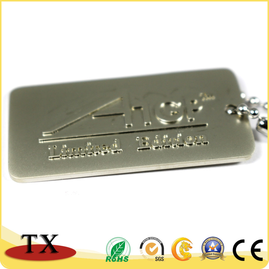 Metal Dog Tag with Chain Embossing Rectangle Tag
