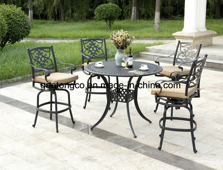 Cheap 3 Piece Cast Aluminum Brown Color Outdoor Bistro Bar Sets