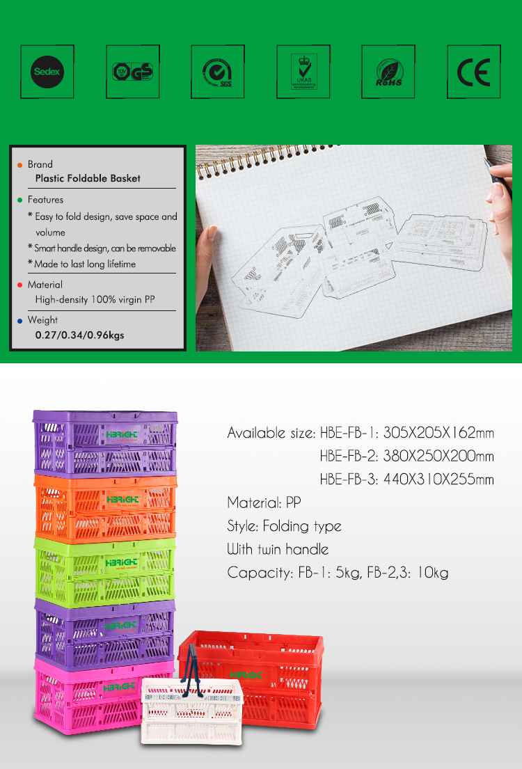 Stackable Foldable Plastic Fruit Vegetable Crate