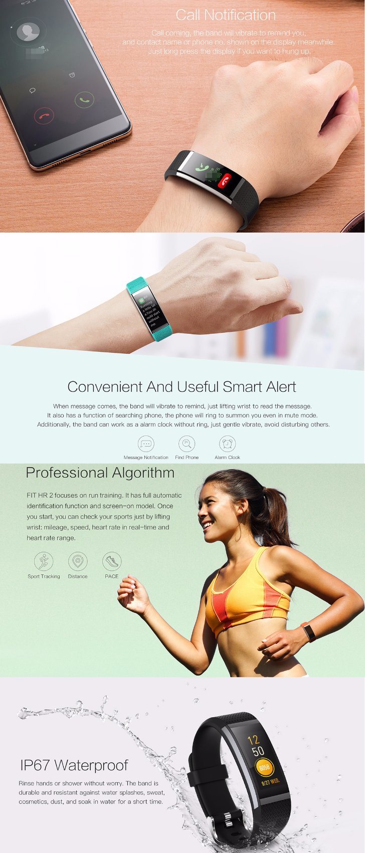 OEM Customized Fashion Activity Tracker Sleep, Bluetooth Sport Fitness Waterproof Smart Bracelet Watch with Free Application for iPhone and Android Phone