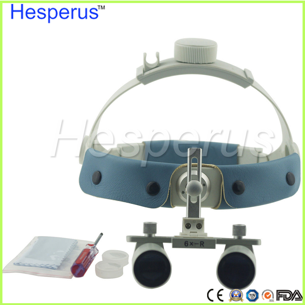 6.0 X Magnification Binocular Dental Loupes Surgical Medical Dentistry Titanium Frame Head Light Hesperus