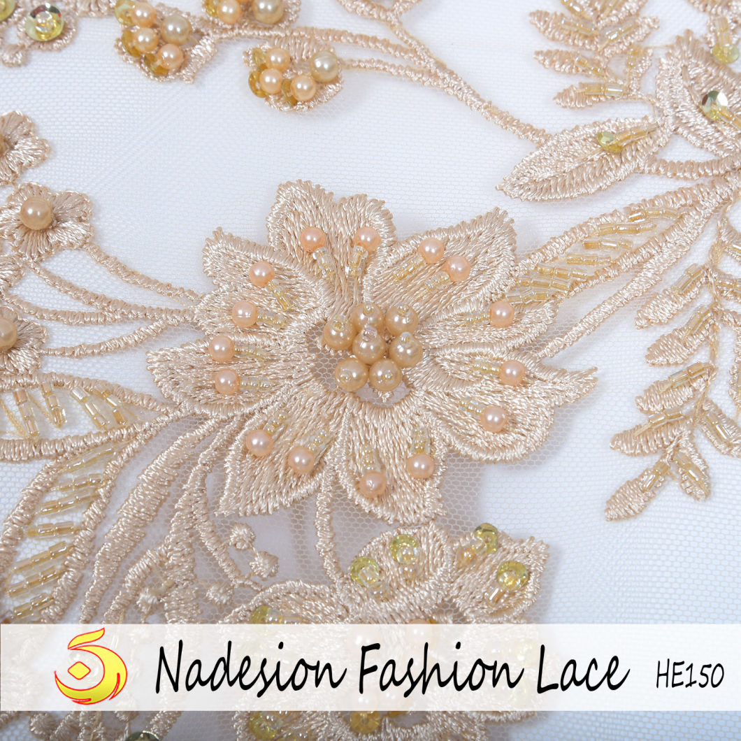 Multi-Colors Flower Handmade Bridal Beaded Lace Material/Meshfabric Bridal 3D Lace