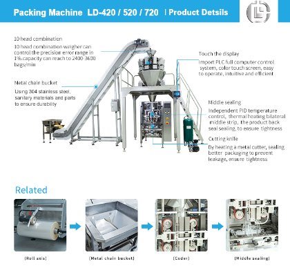 Fully Automatic Snack, Peanut, Nuts, Granule, Food Sachet Pouch Forming Filling Sealing Weighing vacuum Packing Machine