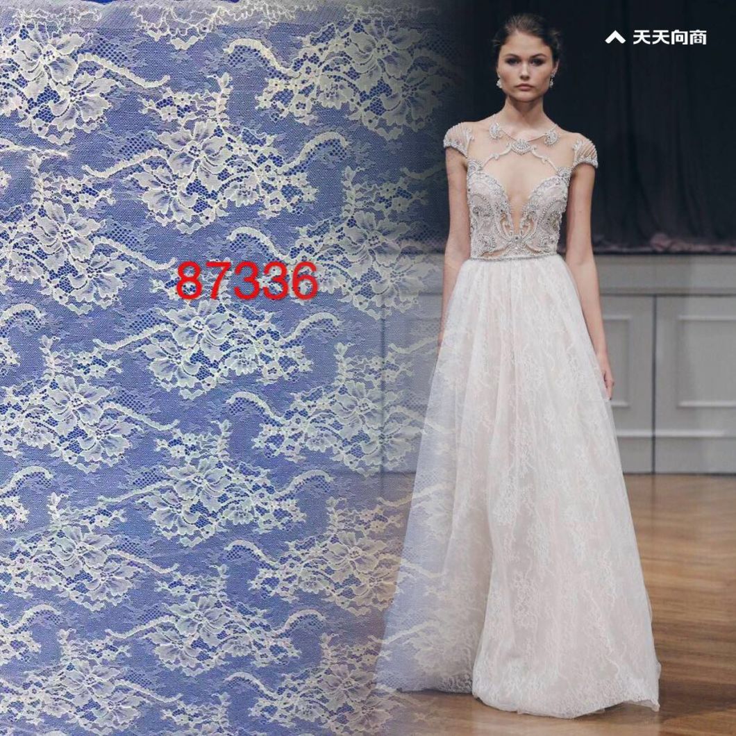 Wholesale Hot Sale Pattern Design Nylon Eyelash Lace French Fabric for Bridal Dress Accessories