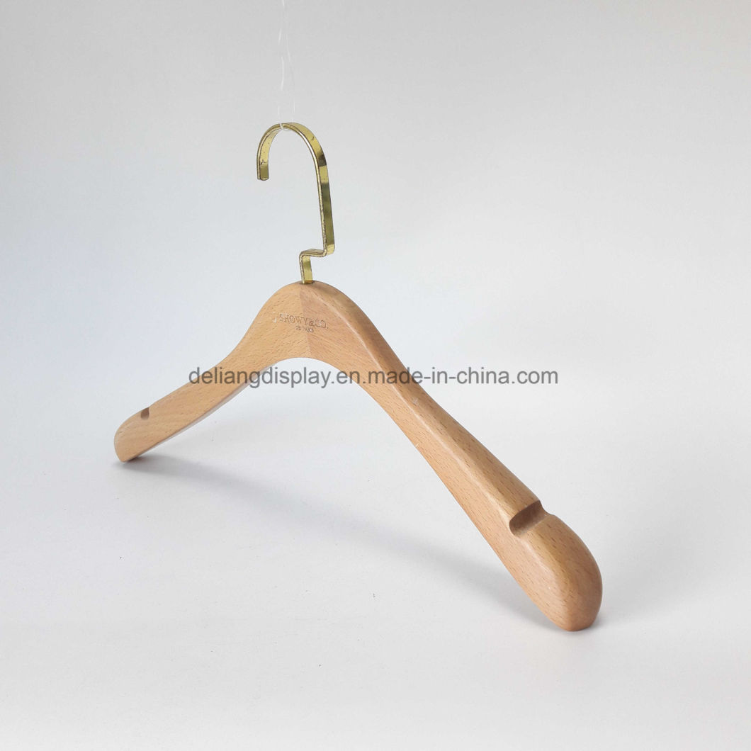 Beech Wood Hanger in Natural Wood Color with Metal Hook