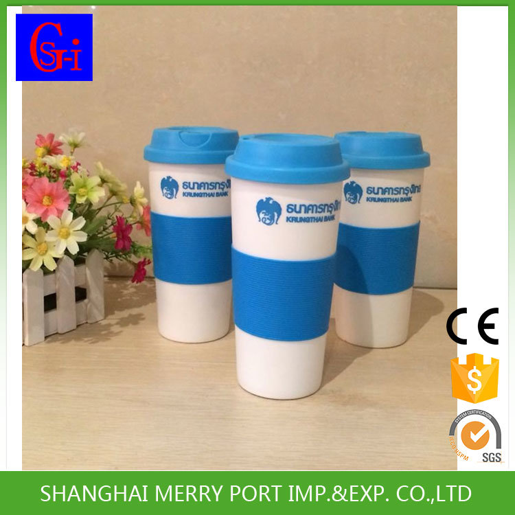 Disposable Plastic Coffee Cup Set, Plastic Coffee Cup with Silicon Lid, Plastic Coffee Cups with Handles