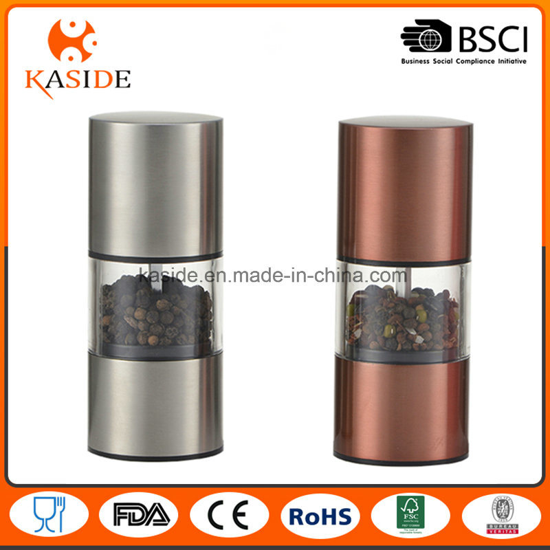 Brushed Stainless Steel Manual Salt and Pepper Mill