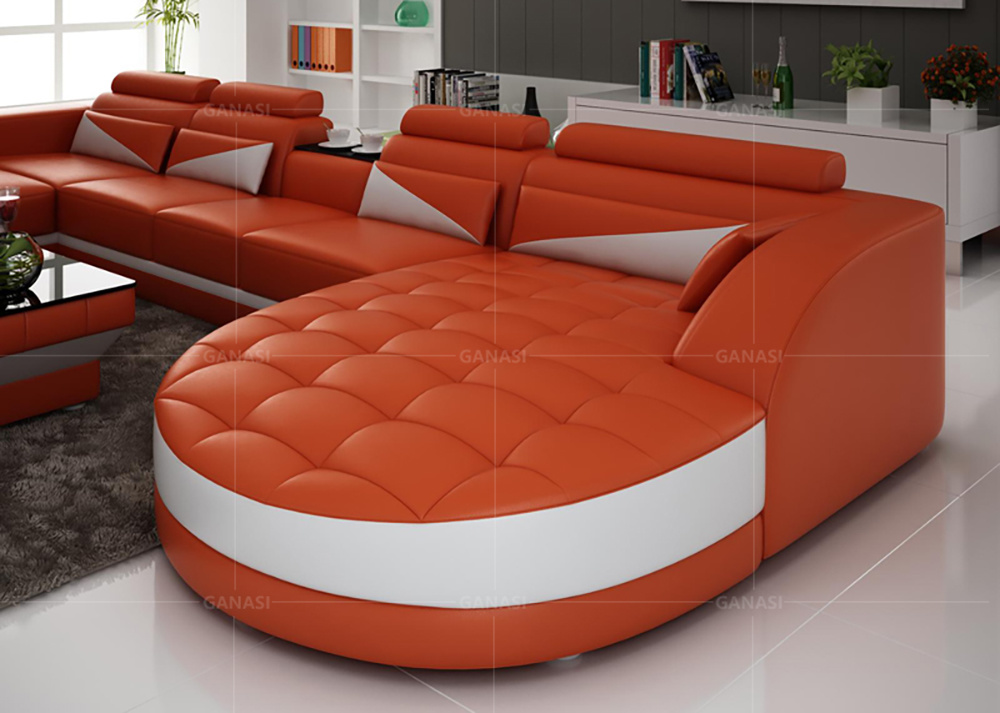 Italian Leather/Fabric Big Size Corner Sofa for Living Room