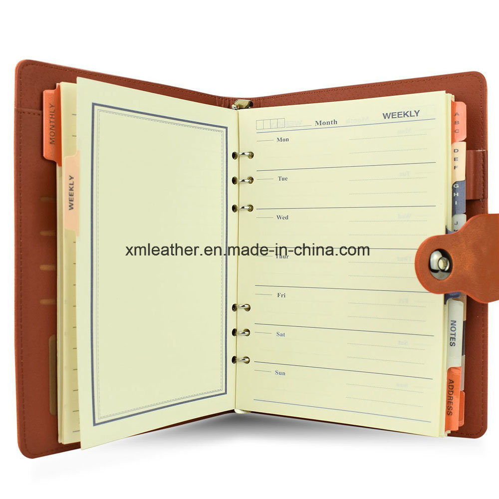 Button Close A5 Loose Leaf Notebook PU Personalised Leather Journal