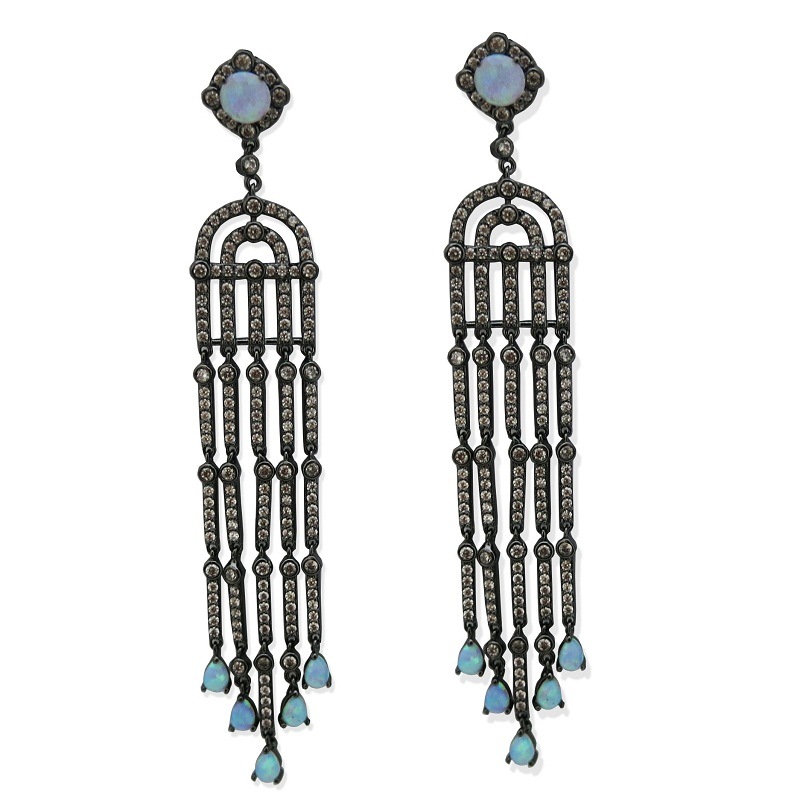 New Design 925 Silver Sterling Fashion Jewelry Opal Stone Earring Jewelry