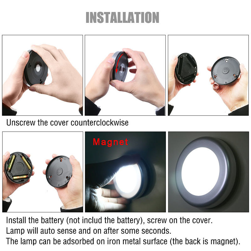 6 LED Sensor Light PIR Wireless Auto Sensor Motion Detector Lamp Wall Cabinet Night Light