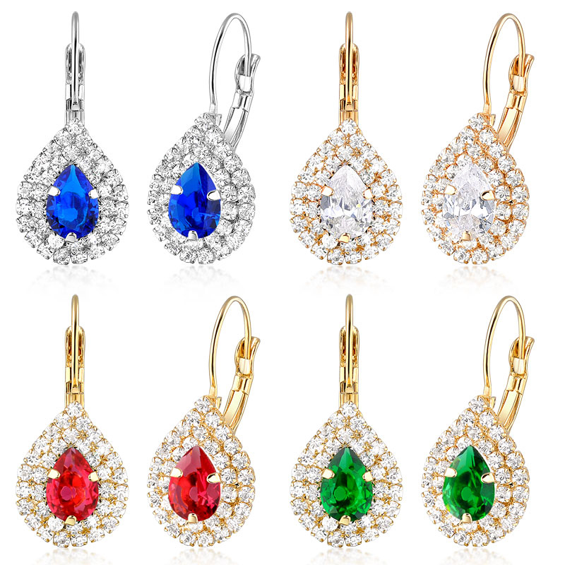 Wholesale Popular Imitation Jewelry Blue Stone Stud Earrings for Girls