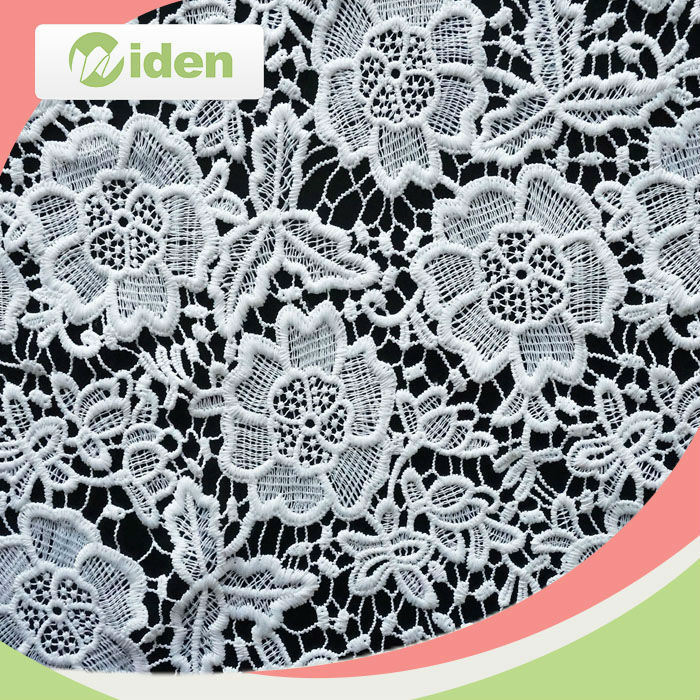 100% Polyester White African Guipure Chemical Embroidery Lace Fabric